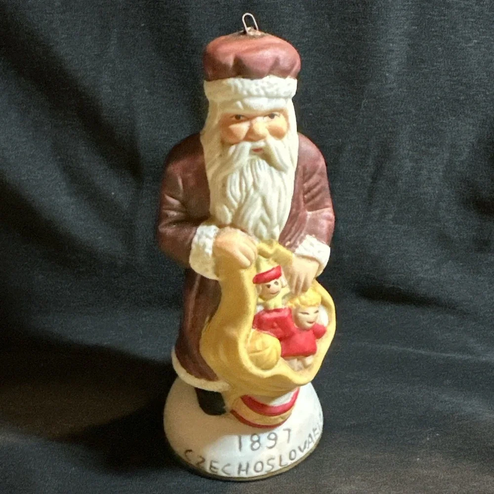 Vtg‎ Santa Claus Christmas 1897 Czechoslovakia Hand Painted Ornament Figure